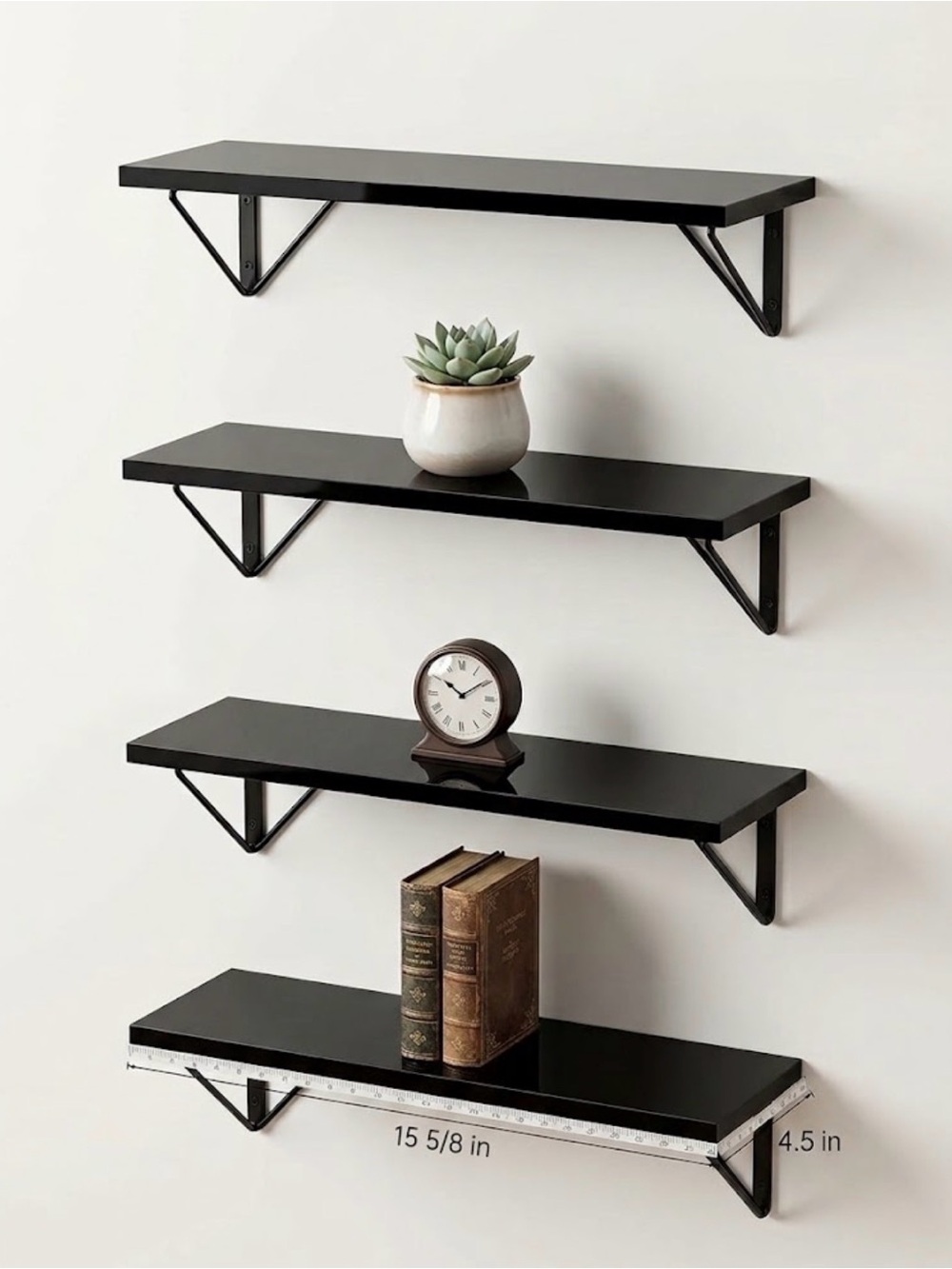 4 hanging Shelves 4.5in x 15 5/8in
